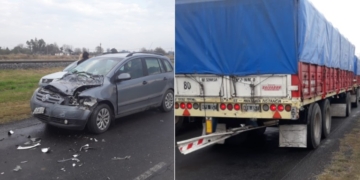 Oliveros: caos de camiones y choque en Ruta 11