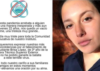 Dolor por la muerte de una estudiante de la región: tenía 22 años y estaba internada con Covid