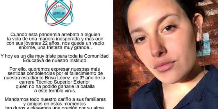 Dolor por la muerte de una estudiante de la región: tenía 22 años y estaba internada con Covid