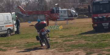 Totoras: el helicóptero sanitario intervino por primera vez y en 16′ llegó a Rosario