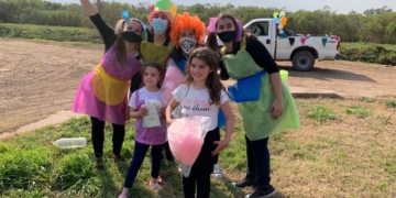 Payasos solidarios en caravana entregaron obsequios a niños de Monje y La Boca
