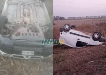 San Genaro: un utilitario despistó y volcó a la vera de la Ruta 65