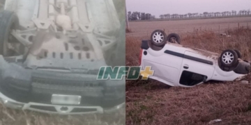 San Genaro: un utilitario despistó y volcó a la vera de la Ruta 65