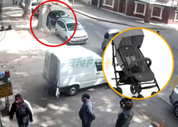 Insólito: una pareja de Oliveros compraba en Rosario y le robaron el cochecito de su bebé