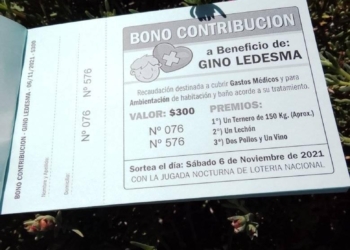 Gaboto: gran venta de bono contribución a beneficio de un nene de 7 años 