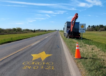 Pintaron una estrella amarilla en la Ruta 34 tras el fatal accidente de Alan Strappa