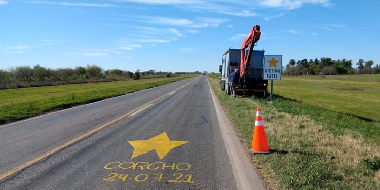 Pintaron una estrella amarilla en la Ruta 34 tras el fatal accidente de Alan Strappa