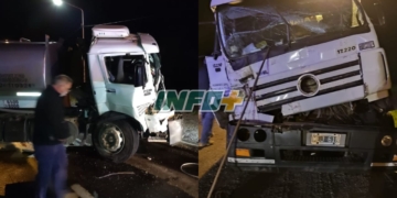 Fuerte choque entre camiones en Totoras, sobre Ruta 34