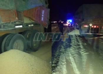 Cereal por todos lados: fuerte choque de camiones entre Maciel y Monje