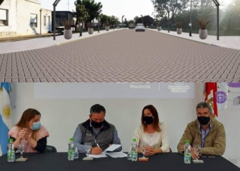 Centeno firmó un importante convenio para cordón cuneta, pavimento e iluminación