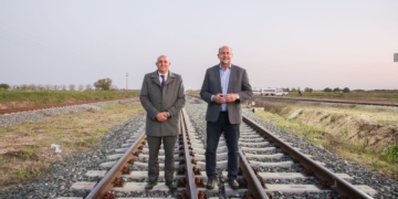 Perotti y Guerrera recorrieron obras en Timbúes: «Queremos que conviva el tren con el camión»