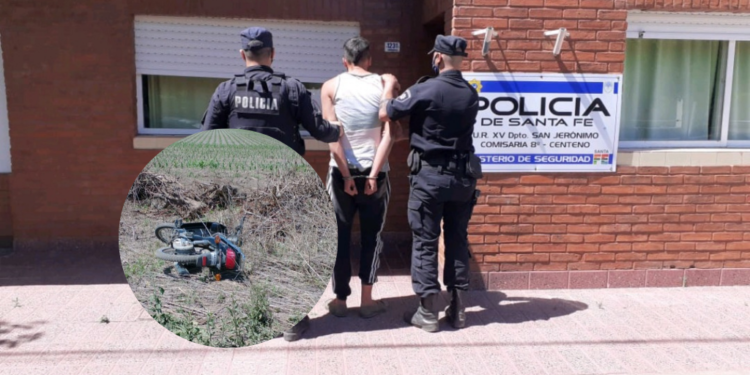 Recuperaron en un campo la moto robada en Centeno: un joven detenido