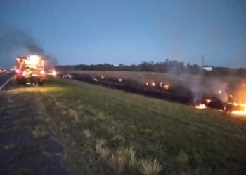 Un auto se incendió mientras circulaba por la autopista y los ocupantes lograron huir