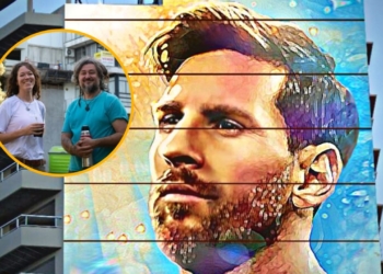 Lichi Urteaga y Marlene ya pintan un nuevo mural de Messi en Rosario