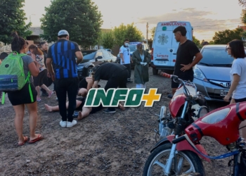 Maciel: un motociclista derrapó y resultó herido