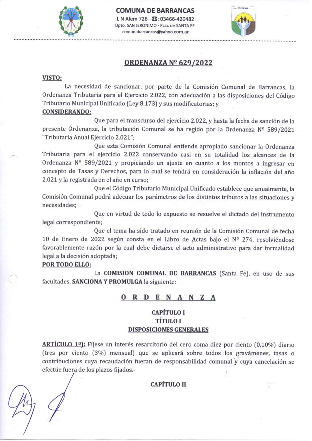 Barrancas aumentó su TGI en un 45% en tres tramos