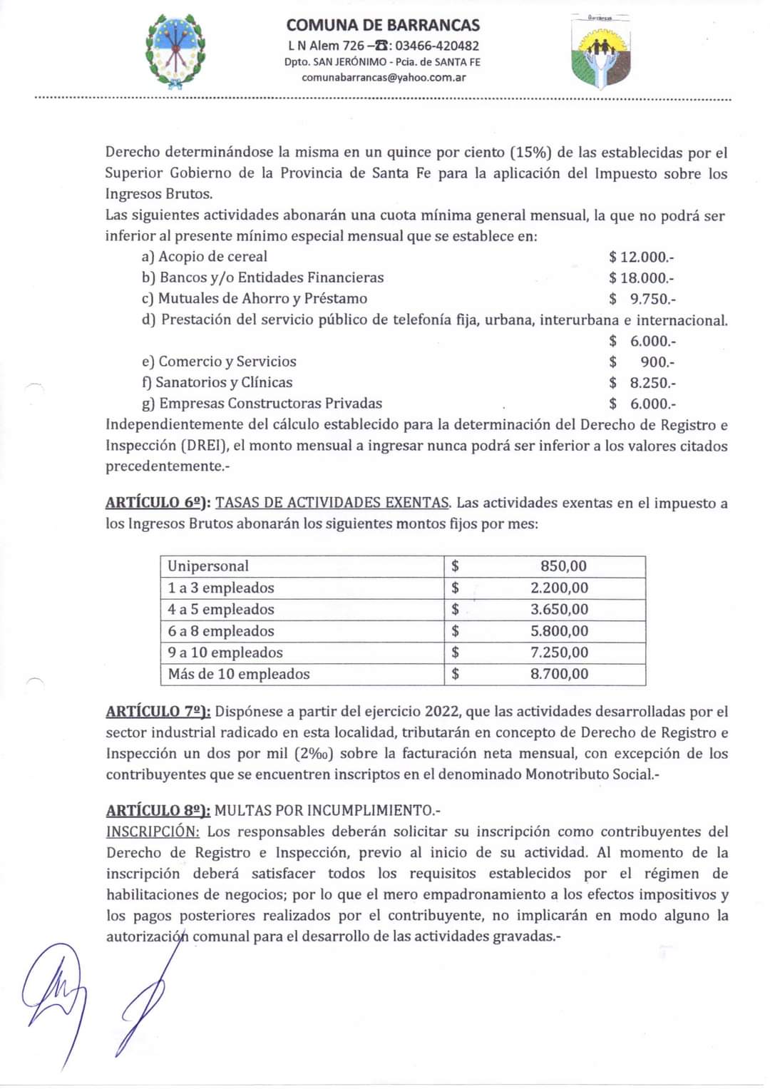 Barrancas aumentó su TGI en un 45% en tres tramos
