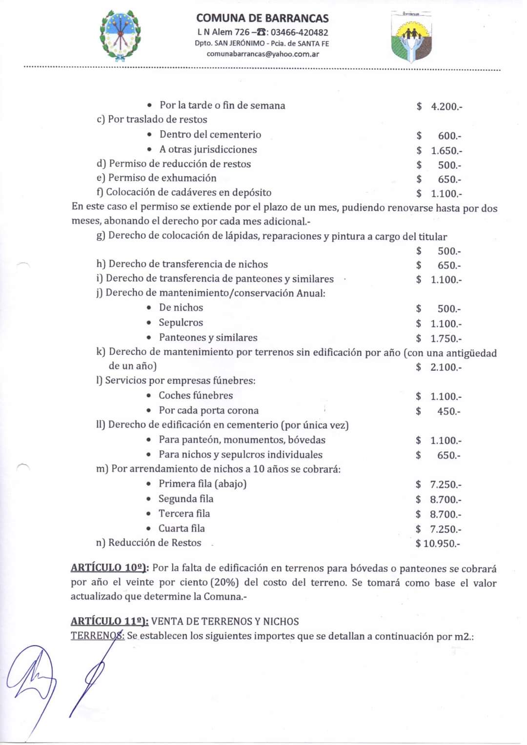Barrancas aumentó su TGI en un 45% en tres tramos