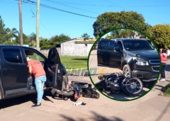 Un joven herido tras chocar una moto y una camioneta en San Genaro