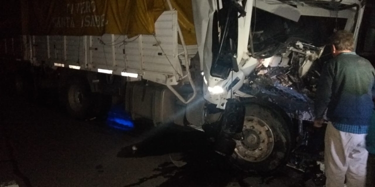 Fuerte choque entre camiones sobre autopista en Arocena: un herido