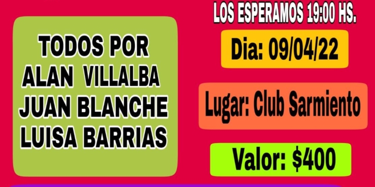 Bingo Solidario para ayudar a dos vecinos de Timbúes y uno de Andino