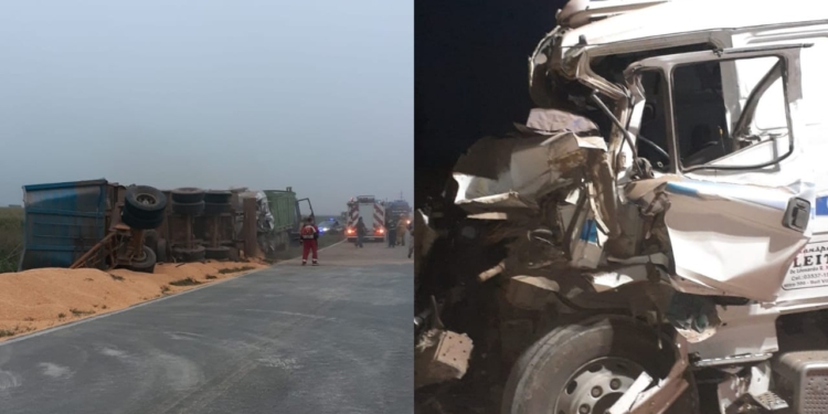 Totoras: un camión volcó y otro lo impactó sobre Ruta 91