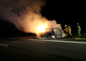 Un auto ardió en llamas mientras viajaba por autopista en Arocena