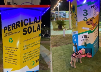 Serodino inauguró el “Perriclaje solar” que recicla botellas y brinda alimento balanceado