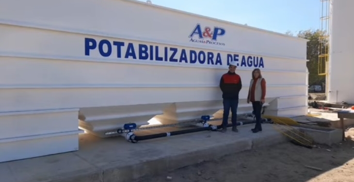 Llegó la planta potabilizadora a Puerto Gaboto para avanzar con la obra