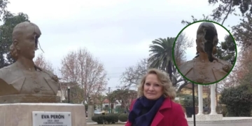 Timbúes: restauran el busto de Eva Duarte tras ser vandalizado