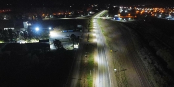 Con fondos propios, Totoras iluminó con Led la Ruta Nacional 34