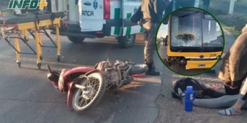 Timbúes: dos vecinos heridos de gravedad al chocar una moto y un colectivo