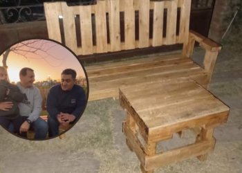 Serodino: padre e hija realizan muebles con madera reciclada de palets