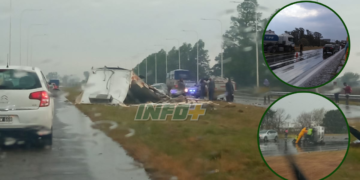 Lluvia y al menos cuatro accidentes sobre autopista Rosario Santa Fe