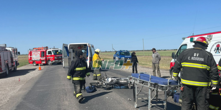 Dos heridos en un fuerte choque entre una moto y una camioneta en Ruta 34