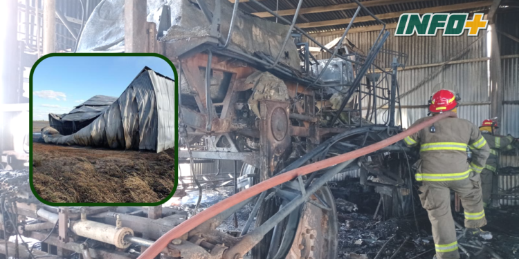 Impactante incendio de un galpón en Bernardo de Irigoyen con pérdidas totales