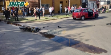 Fuerte choque en el centro de Monje: dos heridos con graves lesiones