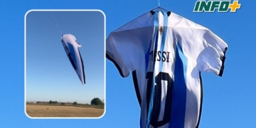 Locura mundial: Serodino creó la camiseta Argentina más grande