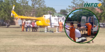Debutó el helicóptero sanitario en Monje: trasladaron de urgencia a una embarazada