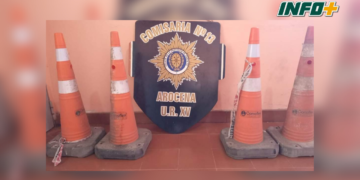Insólito: dos detenidos por robar conos de señalización en la Ruta en Arocena