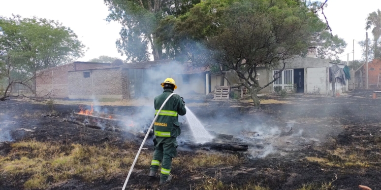 Bomberos de Barrancas controlaron un incendio de magnitud en el Comi Pini de Arocena