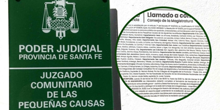 Abrieron concurso para los Juzgados Comunitarios de Monje, Díaz, Andino y Timbúes