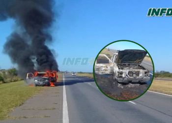 Una camioneta ardió en llamas sobre autopista y las pérdidas fueron totales