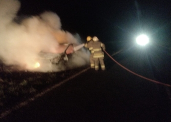 Bomberos de Barrancas sofocaron el incendio en un auto