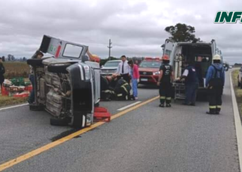 Un conductor de Totoras herido tras volcar entre San Genaro y Las Rosas