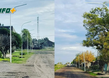 Maciel: instalaron más de 30 columnas nuevas y artefactos led en distintos puntos del pueblo