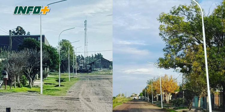 Maciel: instalaron más de 30 columnas nuevas y artefactos led en distintos puntos del pueblo