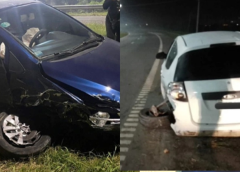 Dos autos protagonizaron un fuerte choque sobre autopista