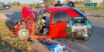 Fuerte choque en San Genaro entre un auto y un camión dejó dos heridos