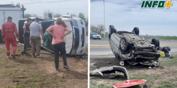 Totoras: cuatro heridos tras choque y vuelco en el cruce de rutas 34 y 91